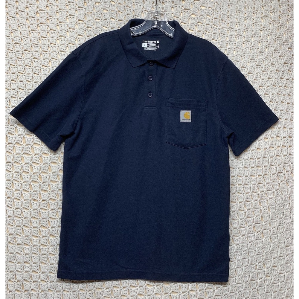 Carhartt Shirt Men Size S Navy Blue Loose Fit Heavyweight Short Sleeve
